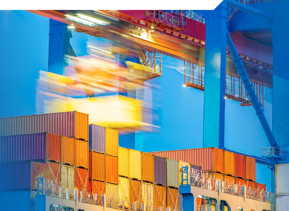Hafenansicht Kroop-Container bei Nacht