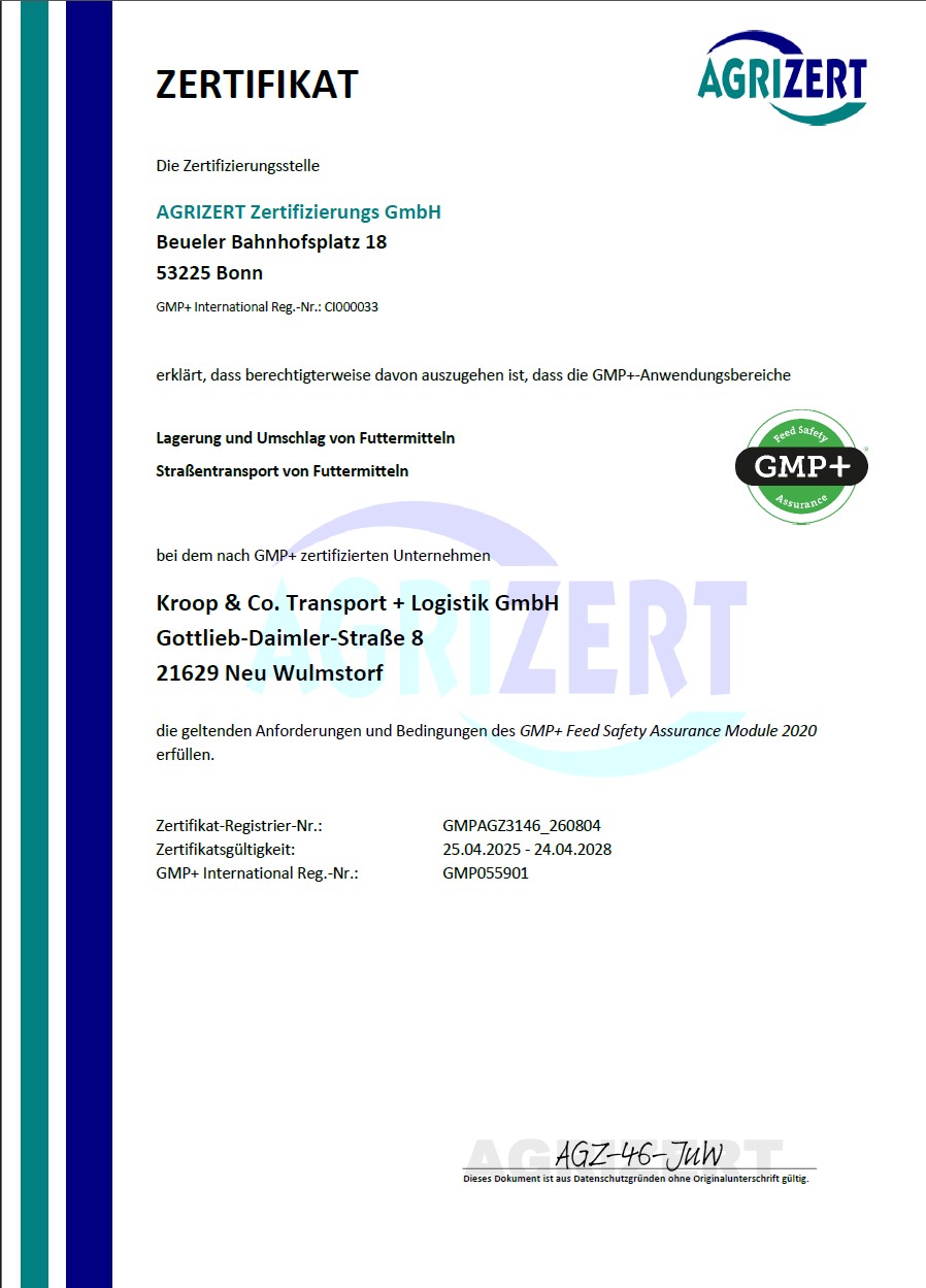GMP+ Zertifikat Kroop
