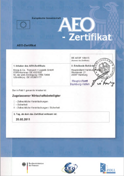 AEO-Zertifikat Kroop